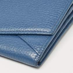 Aigner Blue Leather Logo Flap Continental Wallet