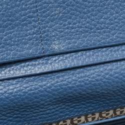 Aigner Blue Leather Logo Flap Continental Wallet