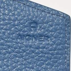 Aigner Blue Leather Logo Flap Continental Wallet