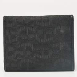 Aigner Black Monogram Fabric and Leather Trifold Wallet
