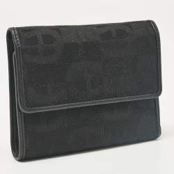 Aigner Black Monogram Fabric and Leather Trifold Wallet