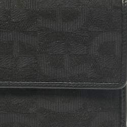 Aigner Black Monogram Fabric and Leather Trifold Wallet