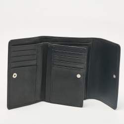 Aigner Black Monogram Fabric and Leather Trifold Wallet