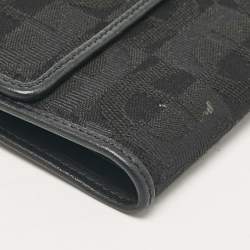 Aigner Black Monogram Fabric and Leather Trifold Wallet