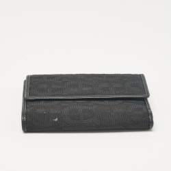 Aigner Black Monogram Fabric and Leather Trifold Wallet
