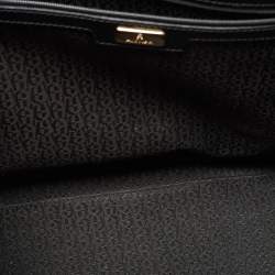 Aigner Black Croc Embossed Leather Cavallina Tote