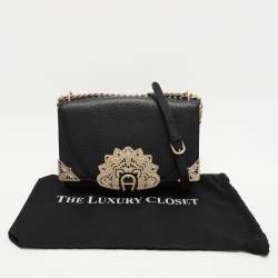 Pre Owned Aigner Black Leather Soleil Ramadan Edition Crossbody Bag