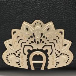 Pre Owned Aigner Black Leather Soleil Ramadan Edition Crossbody Bag