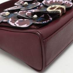 Aigner Burgundy Leather Embellished Top Handle Bag