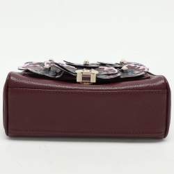 Aigner Burgundy Leather Embellished Top Handle Bag