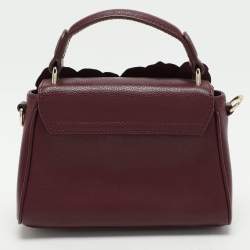 Aigner Burgundy Leather Embellished Top Handle Bag