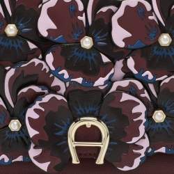 Aigner Burgundy Leather Embellished Top Handle Bag
