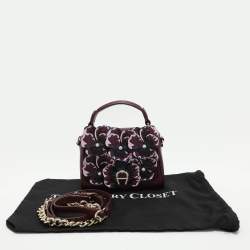 Aigner Burgundy Leather Embellished Top Handle Bag