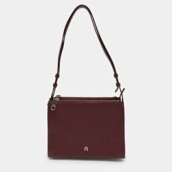 Aigner Burgundy Leather Shoulder Bag