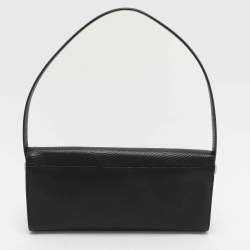 Aigner Black Textured Leather Flap Shoulder Bag