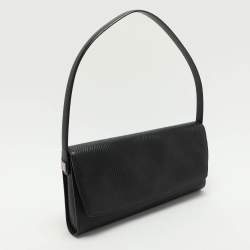 Aigner Black Textured Leather Flap Shoulder Bag