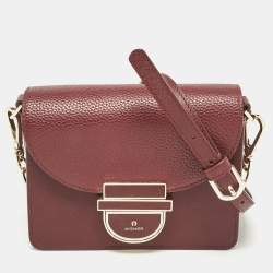 Aigner Burgundy Leather Flap Crossbody Bag