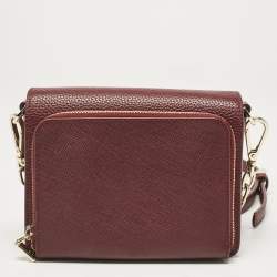 Aigner Burgundy Leather Flap Crossbody Bag