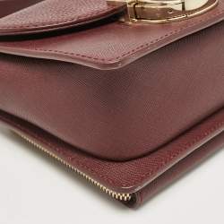 Aigner Burgundy Leather Flap Crossbody Bag