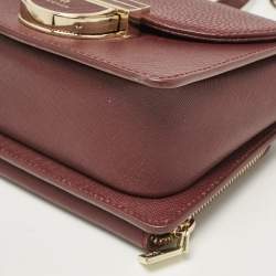 Aigner Burgundy Leather Flap Crossbody Bag