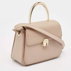 Aigner Old Rose Textured Leather Small Genoveva Top Handle Bag