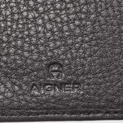 Aigner Black/White Signature Canvas and Leather Continental Wallet