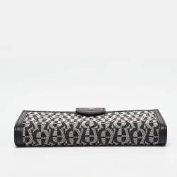 Aigner Black/White Signature Canvas and Leather Continental Wallet