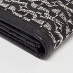 Aigner Black/White Signature Canvas and Leather Continental Wallet