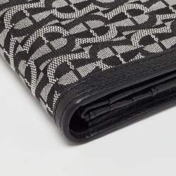 Aigner Black/White Signature Canvas and Leather Continental Wallet