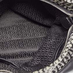 Aigner Black/White Signature Canvas and Leather Logo Tote