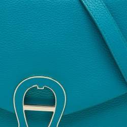 Aigner Green Leather Logo Flap Top Handle Bag