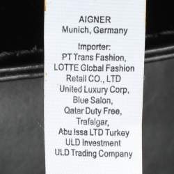 Aigner Black Embroidery and Leather Top Handle Bag