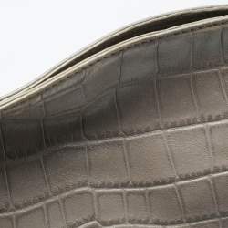 Aigner Grey Croc Embossed Leather Logo Shoulder Bag