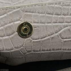 Aigner Grey Croc Embossed Leather Logo Shoulder Bag