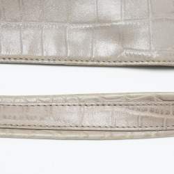 Aigner Grey Croc Embossed Leather Logo Shoulder Bag