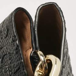Aigner Black/Beige Monogram Embossed Leather Leonie Tote