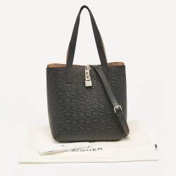 Aigner Black/Beige Monogram Embossed Leather Leonie Tote