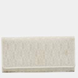 Aigner Off White Monogram Canvas and Leather Flap Continental Wallet
