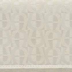 Aigner Off White Monogram Canvas and Leather Flap Continental Wallet