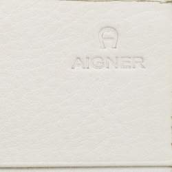 Aigner Off White Monogram Canvas and Leather Flap Continental Wallet