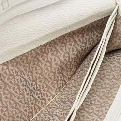 Aigner Off White Monogram Canvas and Leather Flap Continental Wallet