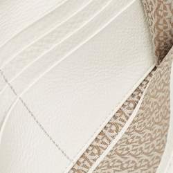 Aigner Off White Monogram Canvas and Leather Flap Continental Wallet