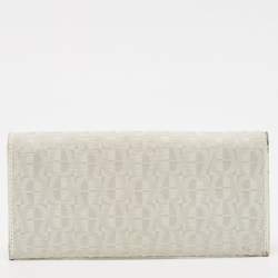Aigner Off White Monogram Canvas and Leather Flap Continental Wallet