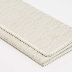 Aigner Off White Monogram Canvas and Leather Flap Continental Wallet