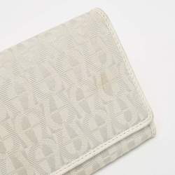 Aigner Off White Monogram Canvas and Leather Flap Continental Wallet