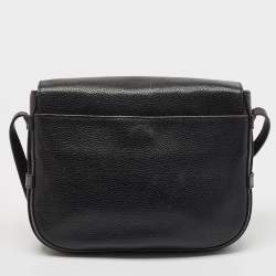 Pre Owned Aigner Black Leather Flap Shoulder Bag