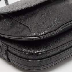 Pre Owned Aigner Black Leather Flap Shoulder Bag