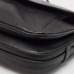 Pre Owned Aigner Black Leather Flap Shoulder Bag