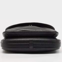 Pre Owned Aigner Black Leather Flap Shoulder Bag