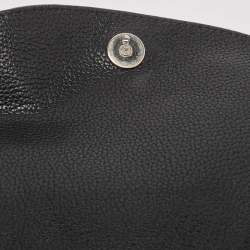 Pre Owned Aigner Black Leather Flap Shoulder Bag